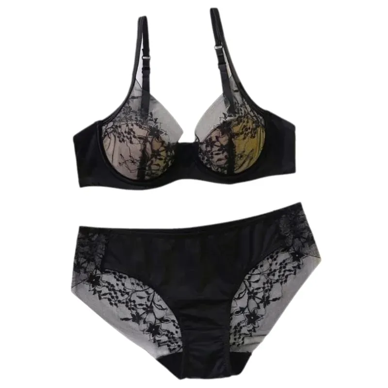 여성 브래지어와 팬티 세트 우아한 레이스 Bralette 무선 삼각형 컵 없음 Underwire 속옷 얇은 모여 컴포트 란제리 세트 — image 2