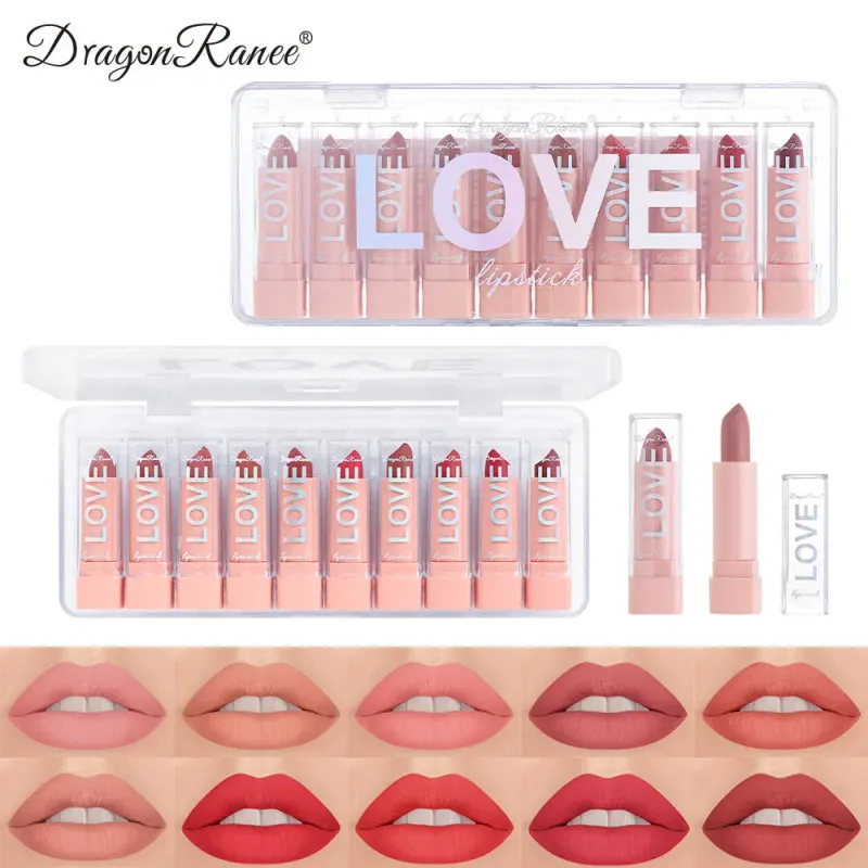 Mini Matte Lipstick Gift Set 10 Colors Saturated Velvet Finish Long Wear Lip Makeup For All Day Moisturizing