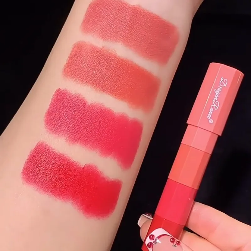 Set of 4pcs Lipstick Crayon Matte Velvet Four Lipstick Pens Mousse Nude Color Portable Mini Lipsticks 4 in 1 Lip Stick Makeup