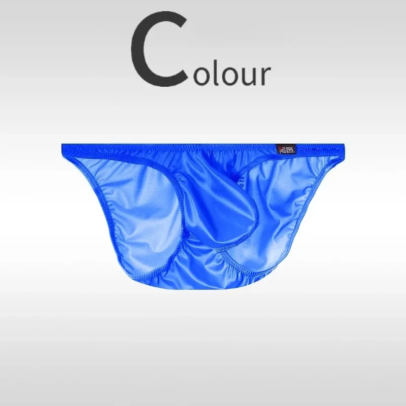 Glossy Mens Sexy Briefs Ice Silk Underwear Low Rise Silky Male U Convex Pouch Underpants Breathable Man Bikini Panties Smooth