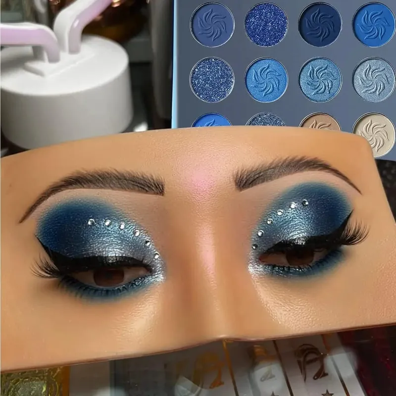 Wheat Silicone Makeup Practice Board with Pearl Stickers and Brushes - Suitable for Makeup Artists and Beginners