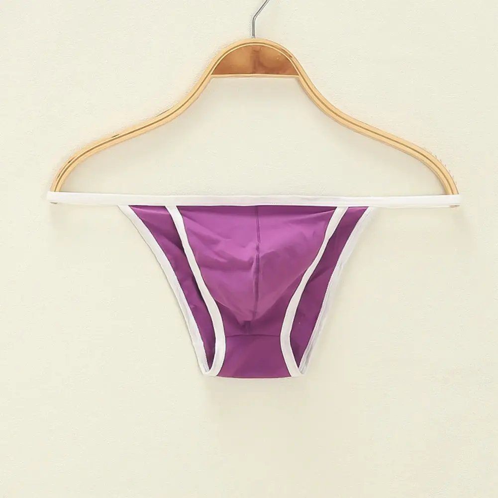 Men Sexy Briefs Cotton Low Rise Breathable String Bikini Contoured Pouch Bulge Jersey Color Erotic Slim Fit Thin T-back Thong — image 8