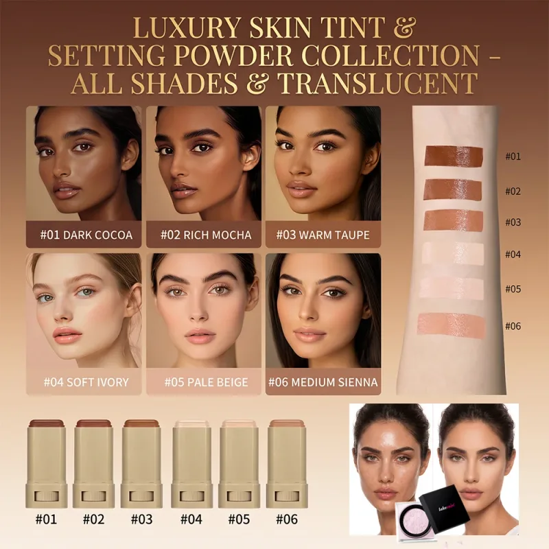 Serum Boosted Skin Tint Stick & Loose Baking Setting Powder Oil Control Longwear Base Makeup Even Skin Tone Matte Finish Makeup — image 7
