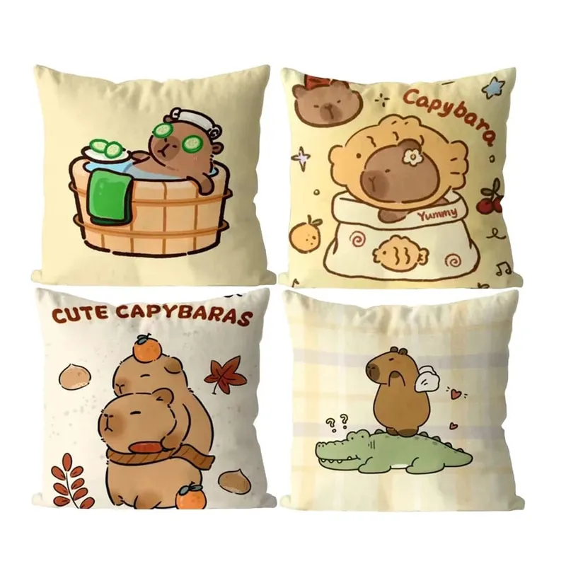 Capybara Cute Throw Pillow Cartoon Square Pillows Kawaii Anime Soft Waist Sofa Cushion Car Home Bedroom Decoration — image 2