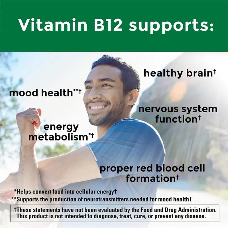 Vitamin B12 - Improve Mood Improve Brain Strengthen Nervous System Increase Energy Promote Metabolism Maintain Heart Health — image 3