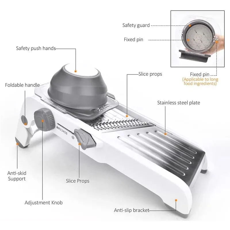 Ultra Sharp Mandoline Slicer Upgraded Vegetable Slicer Kitchen Adjustable Thickness Food Cutter Slicer Dicer KC0450