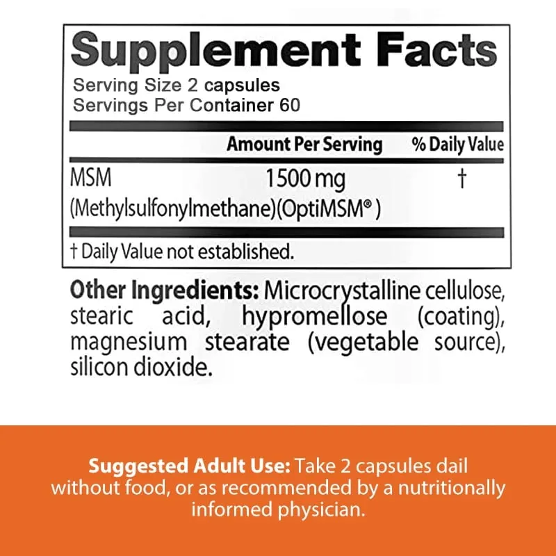 MSM with OptiMSM Capsules 1500mg - Supports Joint Health and Mobility Relieve Joint Discomfort — image 3