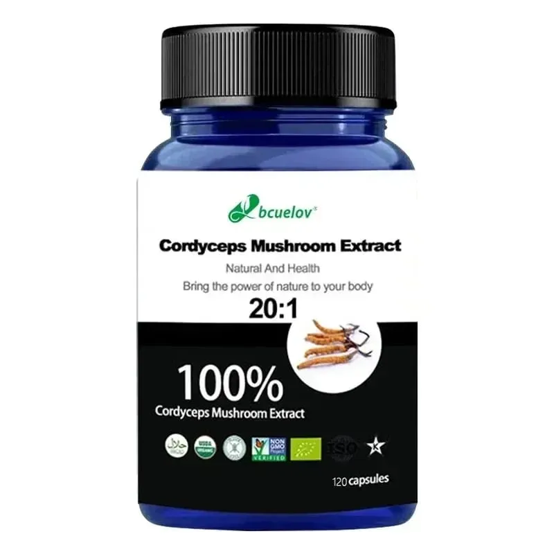 Pure Cordyceps Mushroom Extract Supplement - Improve Energy Respiratory Immune Kidney Health Support Vegetarian Capsules