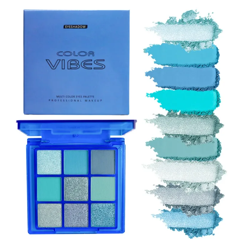 9‑Color Cool Blue Eyeshadow Palette Matte Shimmer Teal Glitter Eye Makeup Palette High Pigment for Party Stage Cosplay — image 4
