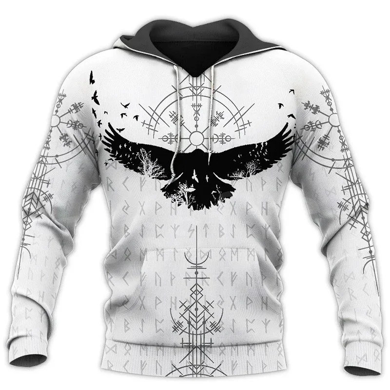 Mens Hoodies Vikings eagle Tattoo Fashion Animal pattern 3D Printed Style Casual Harajuku Hip Hop Pullover Oversized Sudaderas — image 3
