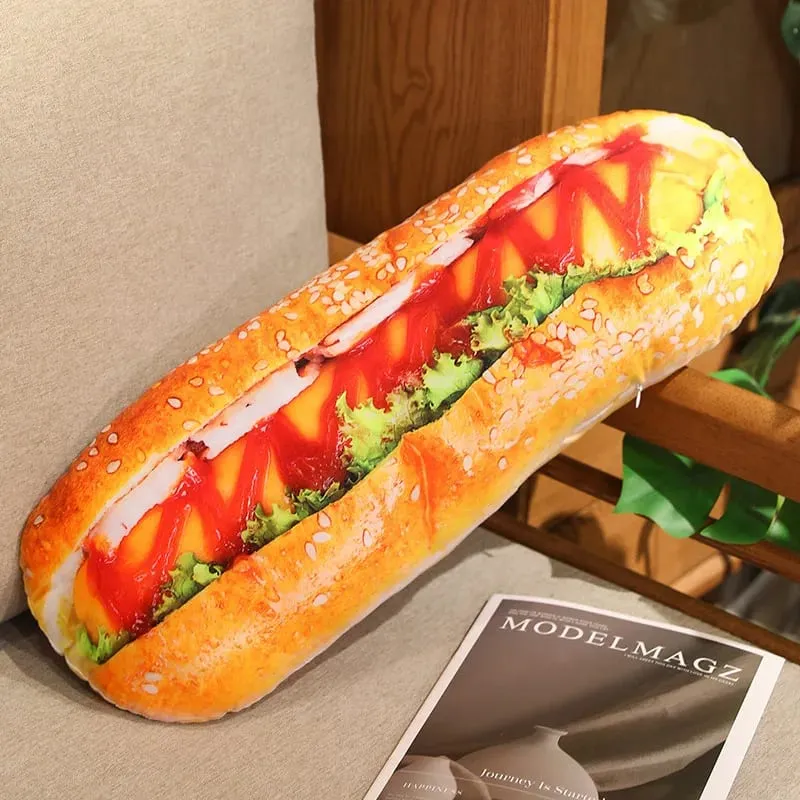 20/40/60cm Simulation Bread Plush Pillow Stuffed Baguette Croissant Hot Dog Toasted Bread Plushie Food Cushion Home Decor Gift