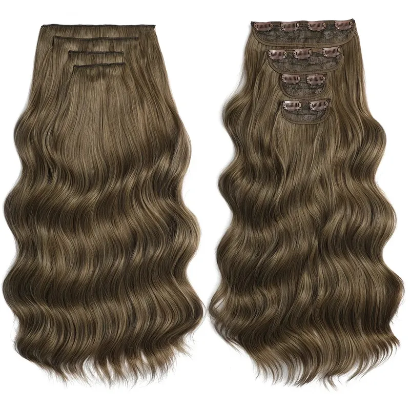Water Wave Clip in Hair Extensions 22 inches 4 pcs/lot Soft Thick Natural Heat Resistant Fiber Clip in Synthetic Hair — image 10