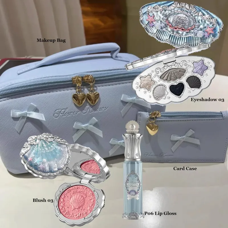Flowerknows Makeup Set Gift Kit Shimmer Full Box Blush Long Lasting Velvet Lip Cream with Bag Kit De Maquiagem
