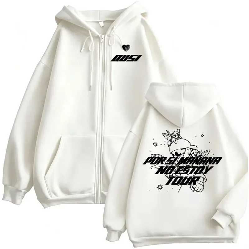 Omar Courtz Por Si Manana No Estoy Tour Zipper Hoodie Men Women Harajuku High Street Sweatshirts Jacket Long Sleeve Zip Up Coats