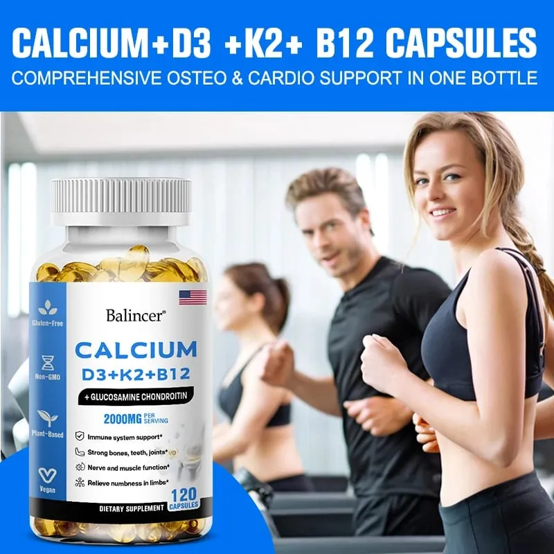 Calcium Supplement with Vitamins D3+K2+B12 Supports Nerve and Muscle Function Heart Health and Immunity — image 4