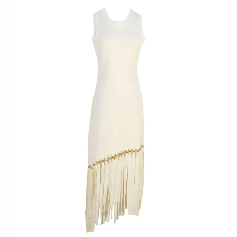 Ele Long Knitted Dr Slim Fit Svel Vintage Tassel Trim Wrap Around Skirt High Waist Silk Tead Lace Summer Dr — image 5