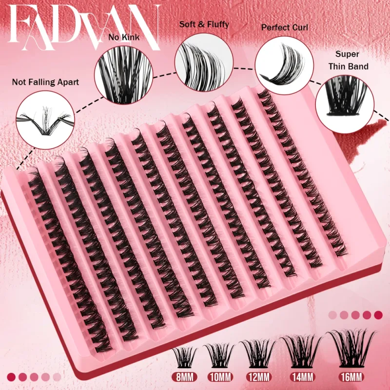 Fadvan DIY Cluster Lashes Mixed Tray Individual Lashes Volume Eye Lashes Soft Natural Lashes Mink Lash Cluster False Eyelashes — image 4