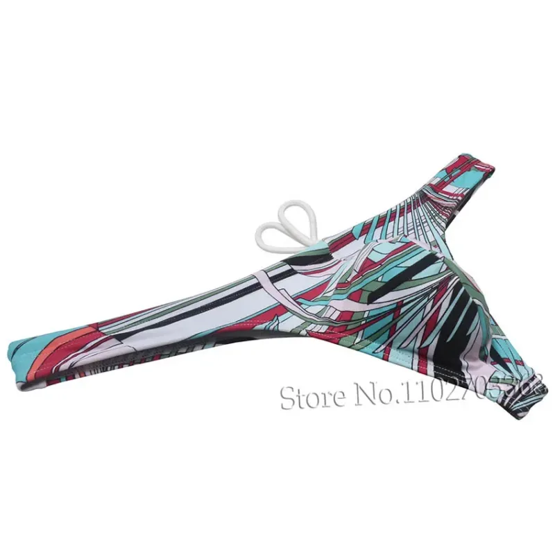 Sexy Swim Thong Men's Swimwear Bikini Briefs Drawstring Quick-dry Elastic Underwear Pouch Beach Tangas Surfing Poolside
