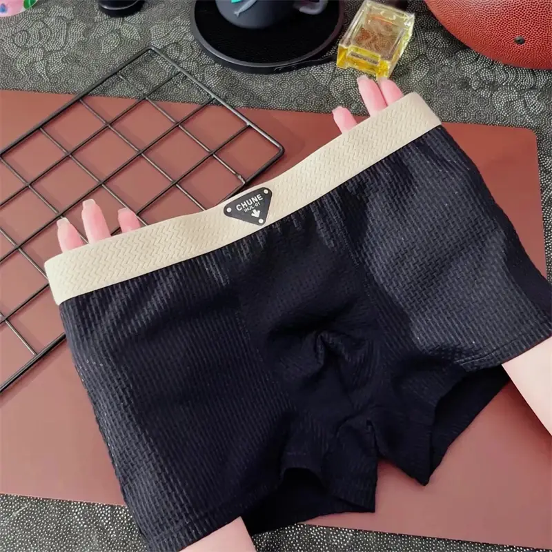 New boxers hombre Ice silk plus size calzoncillos hombre waffle grid lencerias sexy tоy mens boxer breathable underwear for man — image 5