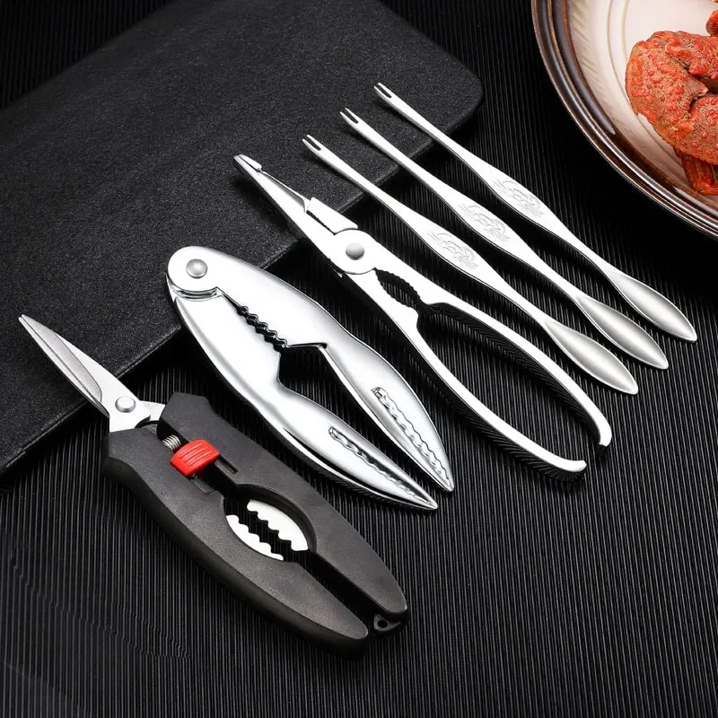 Seafood Tools Multi functional Zinc Alloy Claws Crab Needles Crab Scissors Kitchen Seafood Tools — image 1