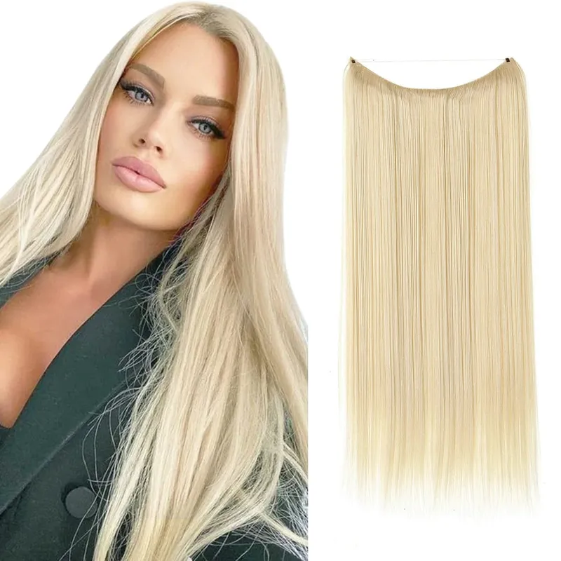 Premium Synthetic Invisible Wire Hair Extensions Heat Resistant Clips In Hairpieces Long Natural Straight Fake Hair For Woman — image 10