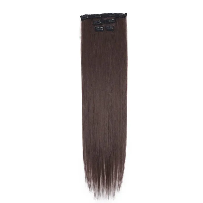Long Straight Hairstyle 8 Clips In Hair Extensions Blonde 60CM Natural Synthetic Hair Daily Use Hairpiece Fake Hair — image 15