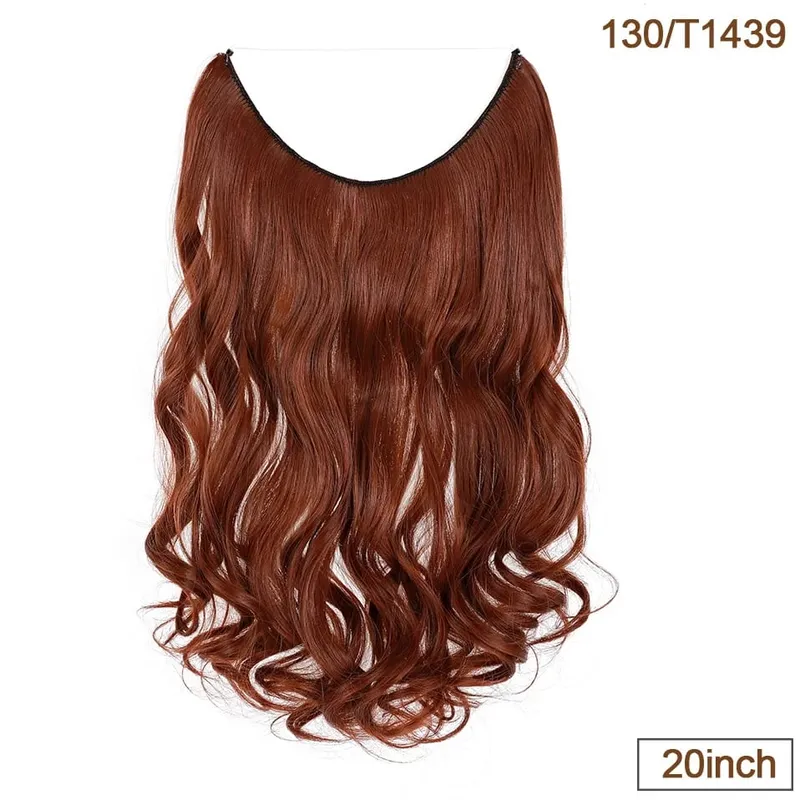 Synthetic Invisible Wire Hair Extensions Transparent Wire AdjustableLong Wavy Curly Secret Hairpiece 20 Inch for Women
