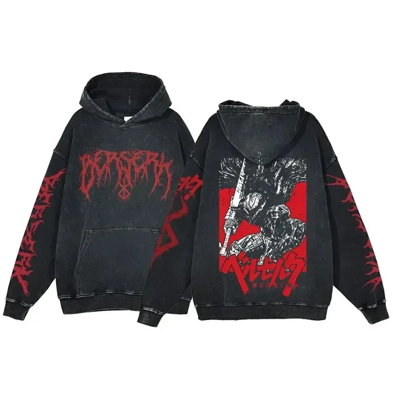 HAI Customizable Retro Washed Hoodies 100% Cotton Tops Black Acid Vintage Hooded Sweatshirts Oversize Hip Hop Male Pullover — image 20