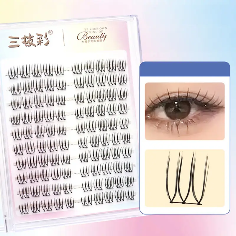Korean U Shaped Individual Lashes Cluster Segmentation Natural Wispy Soft V Shaped Lash Extension Comic Eye Lashes