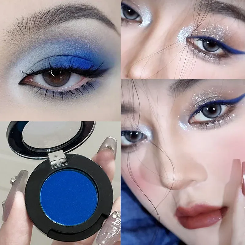 Single Klein Blue Smoked Blue Eye Shadow Palette Gothic Red Pigments Smoked Eye Makeup White Lying Silkworm Eyeshadow Eyeliner — image 7