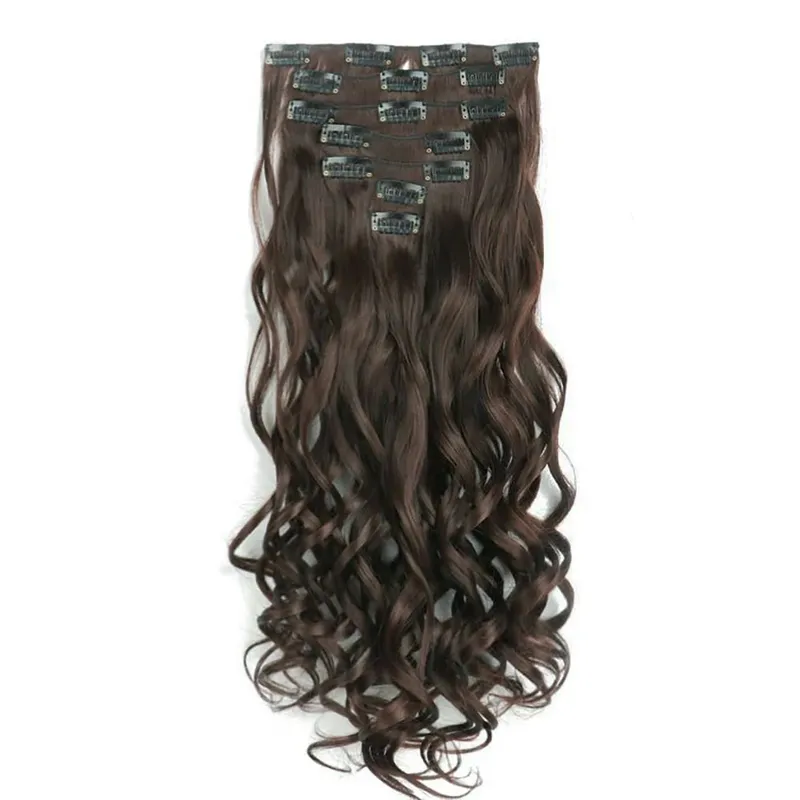 Soowee Synthetic Hair Curly Brown Blonde Clip In Grey Hair Extensions Hairpiece Fake Hair Piece for Women — image 13