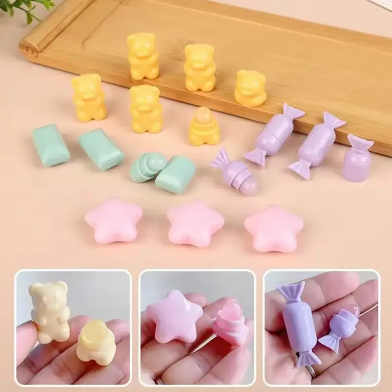 1/4PCS 휴대용 만화 미니 실리콘 립 브러쉬 귀여운 곰 각진 컨실러 브러쉬 립 밤 립 글로스 컨실러 메이크업 브러쉬