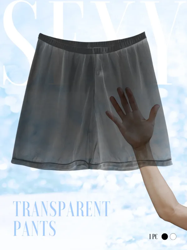 Sous-vêtements Sexy en maille transparente pour hommes, 1 pièce, doux, Transparent, pour la maison, coupe ample, pantalon de boxe, short de sommeil, vêtements de nuit, pyjama