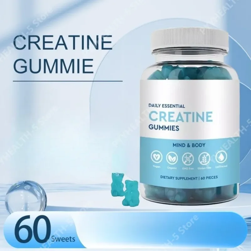Creatine Gummies Vegan Non-GMO Gluten-Free Low Sugar Organic Supports Athletic Performance for Adults Unisex 60 Count — image 4