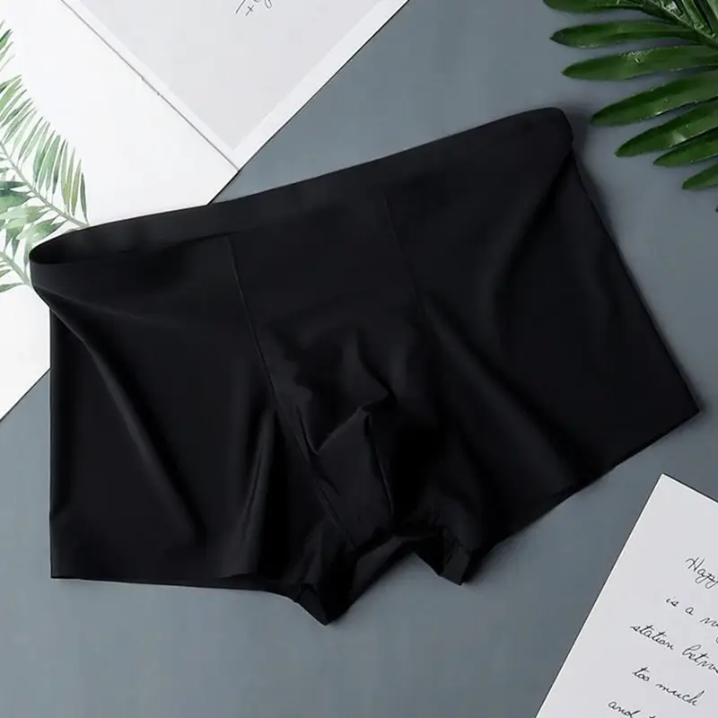 10 pçs masculino de seda gelo sexy sem costura ultra-fino boxer briefs shorts roupa interior masculino calcinha respirável — image 3