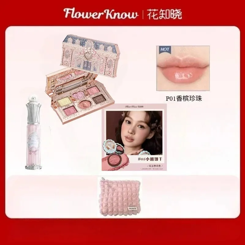 Flower Knows Makeup Set Gift Box Butterfly Cloud Shoulder Cosmetics Lipstick Lip Blush Eyeshadow Makeup Bag