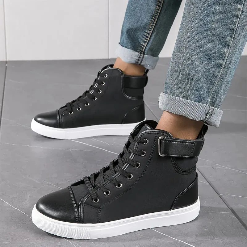 New Men's Casual Sneakers Big Size 48 Comfortable Platform Shoes Trend Lace-up Vulcanized Shoes Black Flats Sneakers Zapatillas