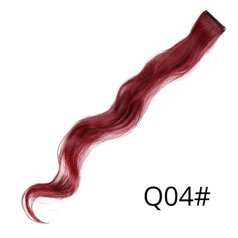 Straight Colored Hair Piece Hair Extensions Clip In Highlight Rainbow Hair Pink Blue Purple Synthetic On Clips For Women Girls — image 66