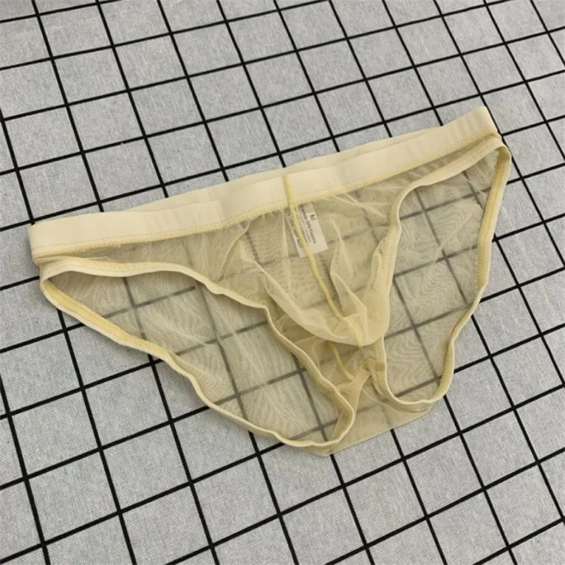 Ultra-thin Sexy Mesh Fully Transparent Men Briefs Panties See Through Underwear Quick Dry Male Underpants Plus Size — image 9