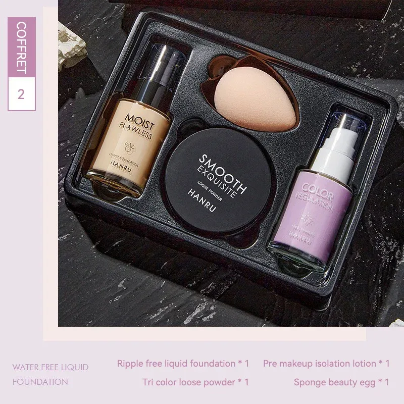 Base and makeup set 4-piece combo pack concealer foundation primer loose powder light makeup for a natural look — image 8