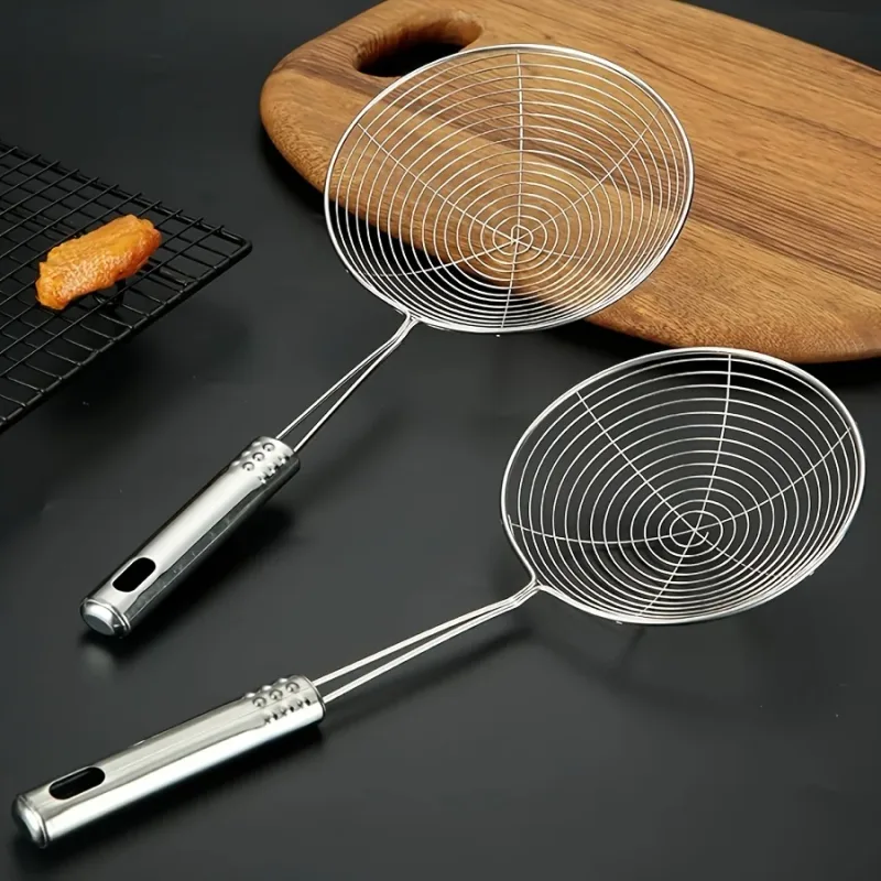 1pc Hot Selling Stainless Steel Strainer Ladle with Handle - Durable Wire Skimmer Spoon for Cooking Frying & Kitchen Use — image 6