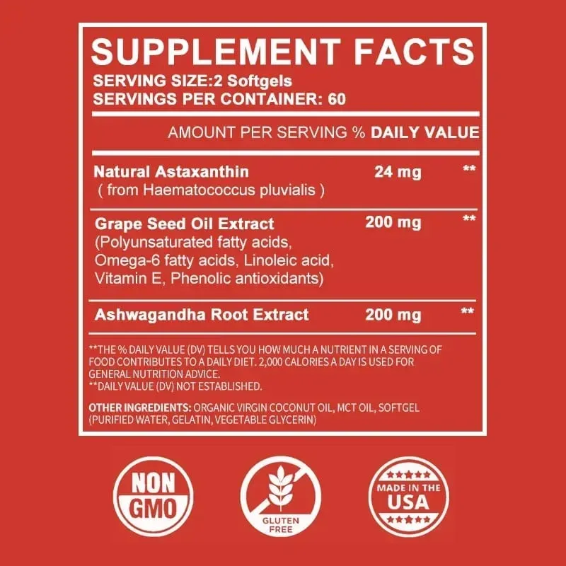 Astaxanthin - Promotes Cardiovascular Health Speeds Up Metabolism Supports Eye Joint and Skin Health — image 3