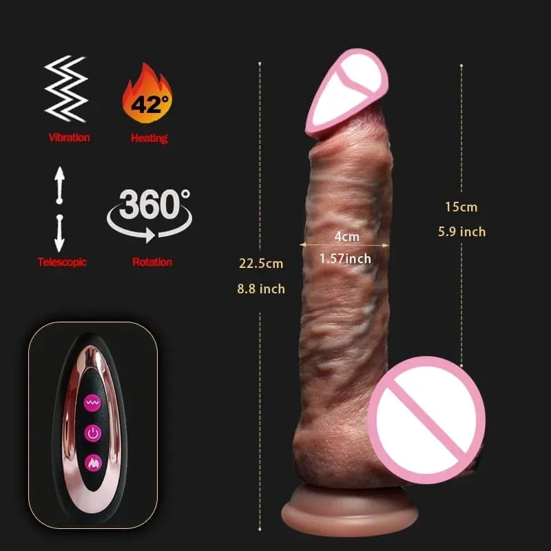 Realistic Vibrator Dildo Telescopic Female Vaginal Penetration Masturbator Anal Plug Penis Heated Vibrating Sex Toys For Women