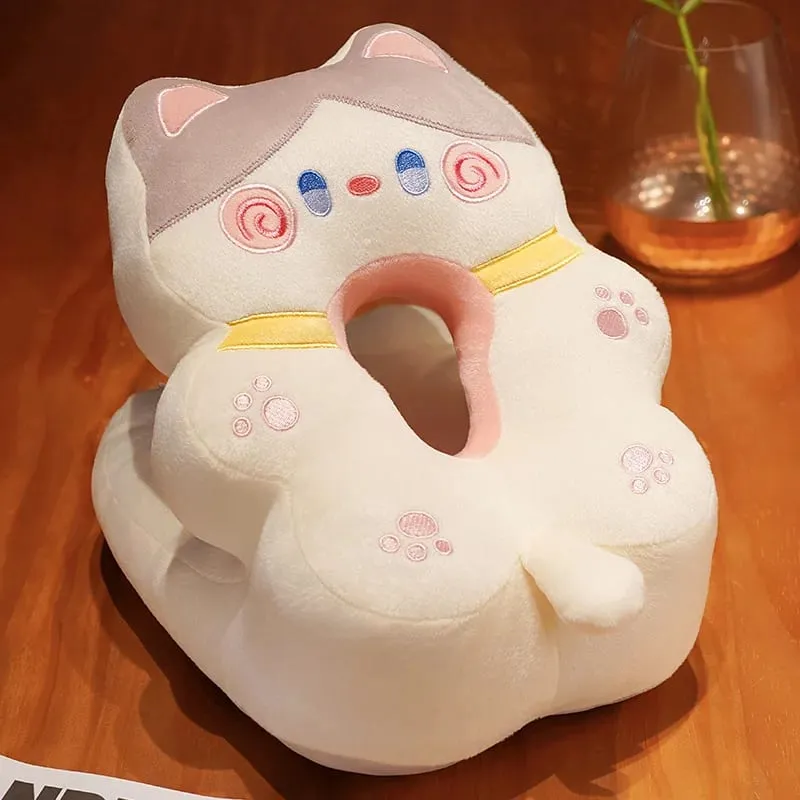 Ice Silk Plush Kawaii Sleeping Pillow Cartoon Cat Cushion for Office Chair Waist Backrest Cushion Sofa Home Decor Kid Gifts — image 5