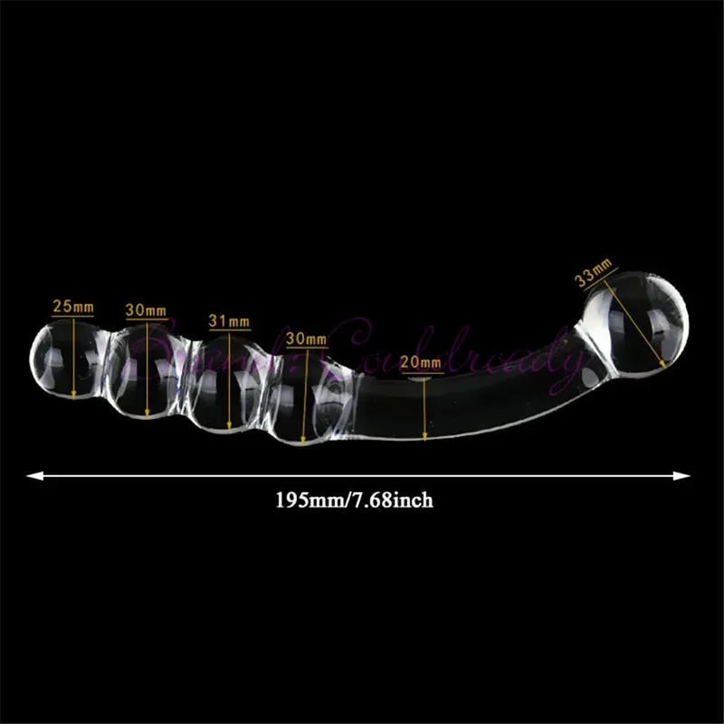 Pyrex Glass Dildo 195x33mm Fake Penis Crystal Anal Beads Butt Plug Prostate Massager G Spot Female Masturbation Toys — image 3