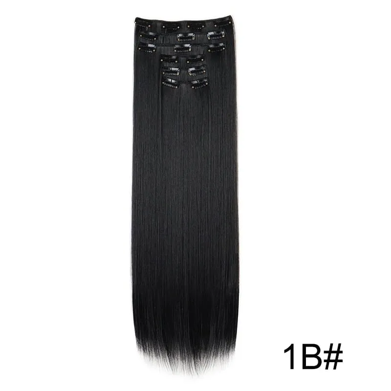 Synthetic 24Inch Hair Extension 6Pcs Long Straight Black Brown Blonde Heat-resistant Fiber Hairpiece for Women — image 8