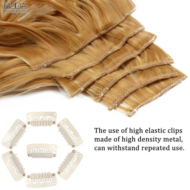 7pcs/Set Long Straight Hair Extension 16 Clips High Tempreture 22inch Synthetic Hairpiece Clip in Red Hair Extensions for Women — image 5