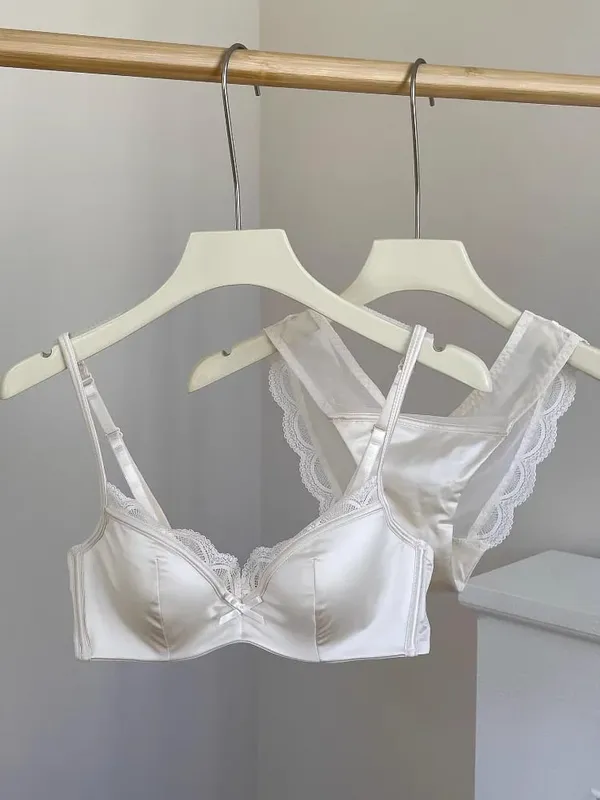 Summer Seamless Lace Bra Set for Small Bust Soft Wire Anti-Sagging Slimming Bralette & Panty Lightweight Lingerie Sexy Set — image 5