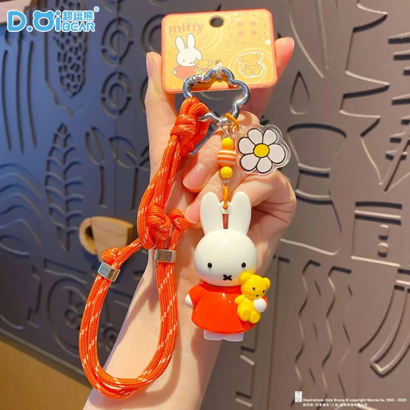 Kawaii Anime Miffy Rabbit Keychain Doll Cutegirlish Cartoon Creative Diy Keychain Schoolbag Gift