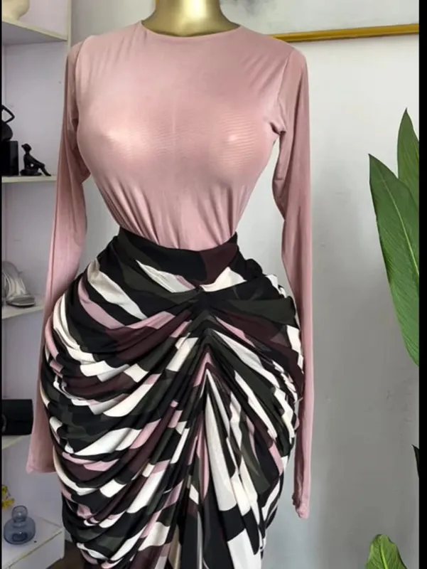 ซม.YAYAผู้หญิงTie DyeลายPatchworkซ้อนRuched Bodycon Midi Maxiชุดยาวฤดูใบไม้ร่วงฤดูหนาวการศึกษาวันหยุดพรหมชุด — image 6